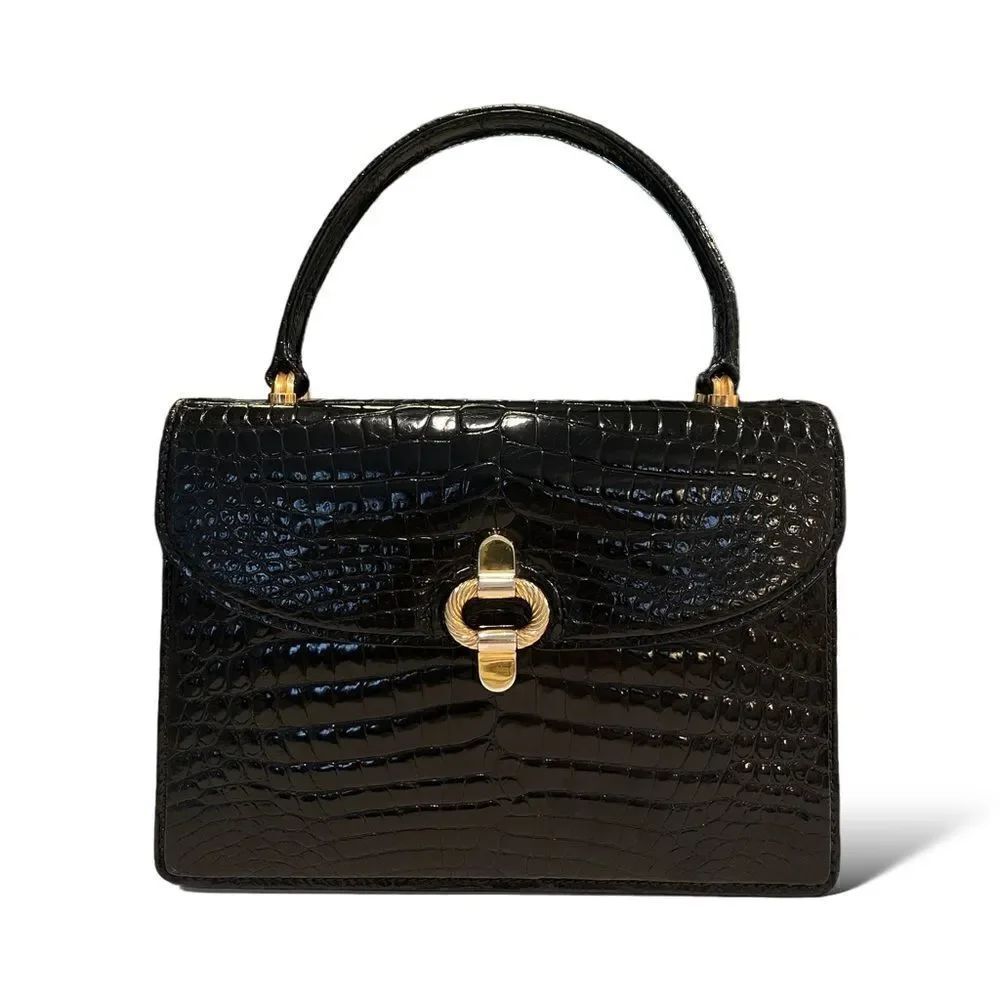GUCCIโVintageโSUPERโRAREโCrocodileโTopโHandleโSTUNNINGโBag